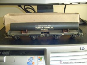 Trenes escala: Electrotren. Vagón doble con tubo 1600-3. Raro